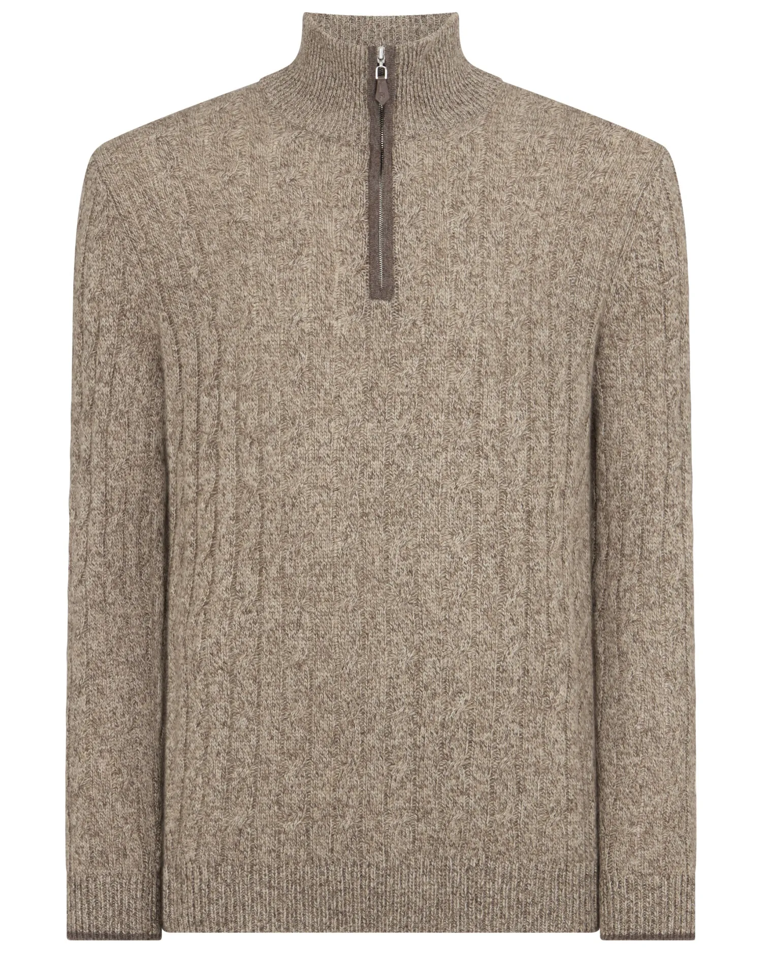 Women N.Peal Natural | Natural*Men's Albemarle Cable Half Zip Cashmere Sweater