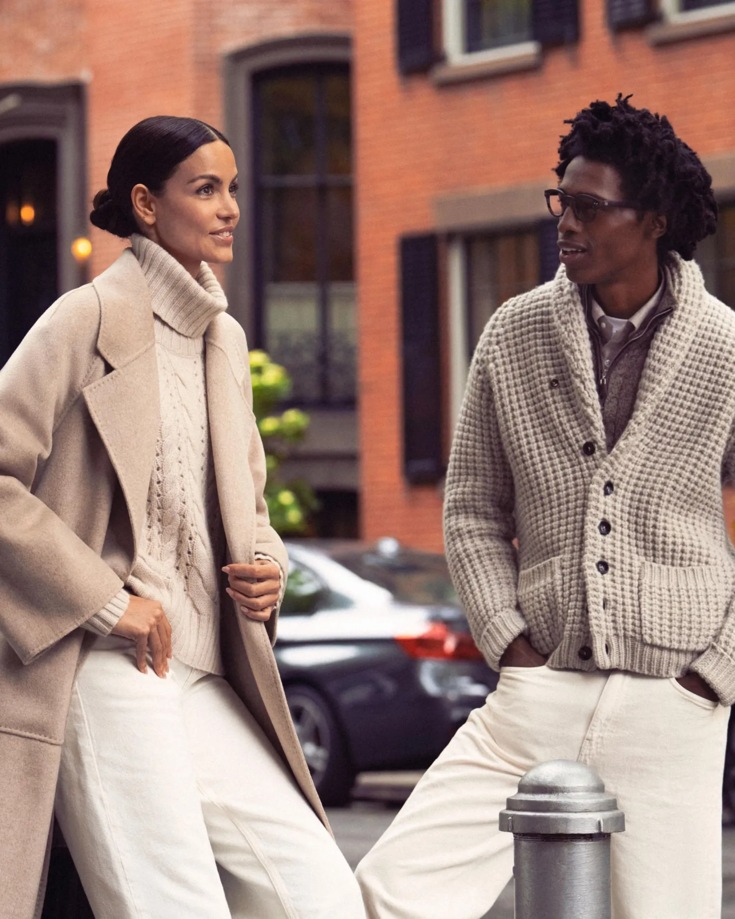 Women N.Peal Natural | Natural*Men's Albemarle Cable Half Zip Cashmere Sweater