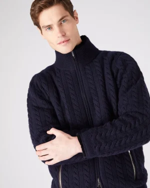 Women N.Peal Blue | Blue*Men's Aspen Cashmere Cable Fur Cardigan