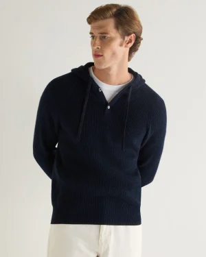 Women N.Peal Navy | Navy*Men's Balham Rib Hooded Cashmere Sweater
