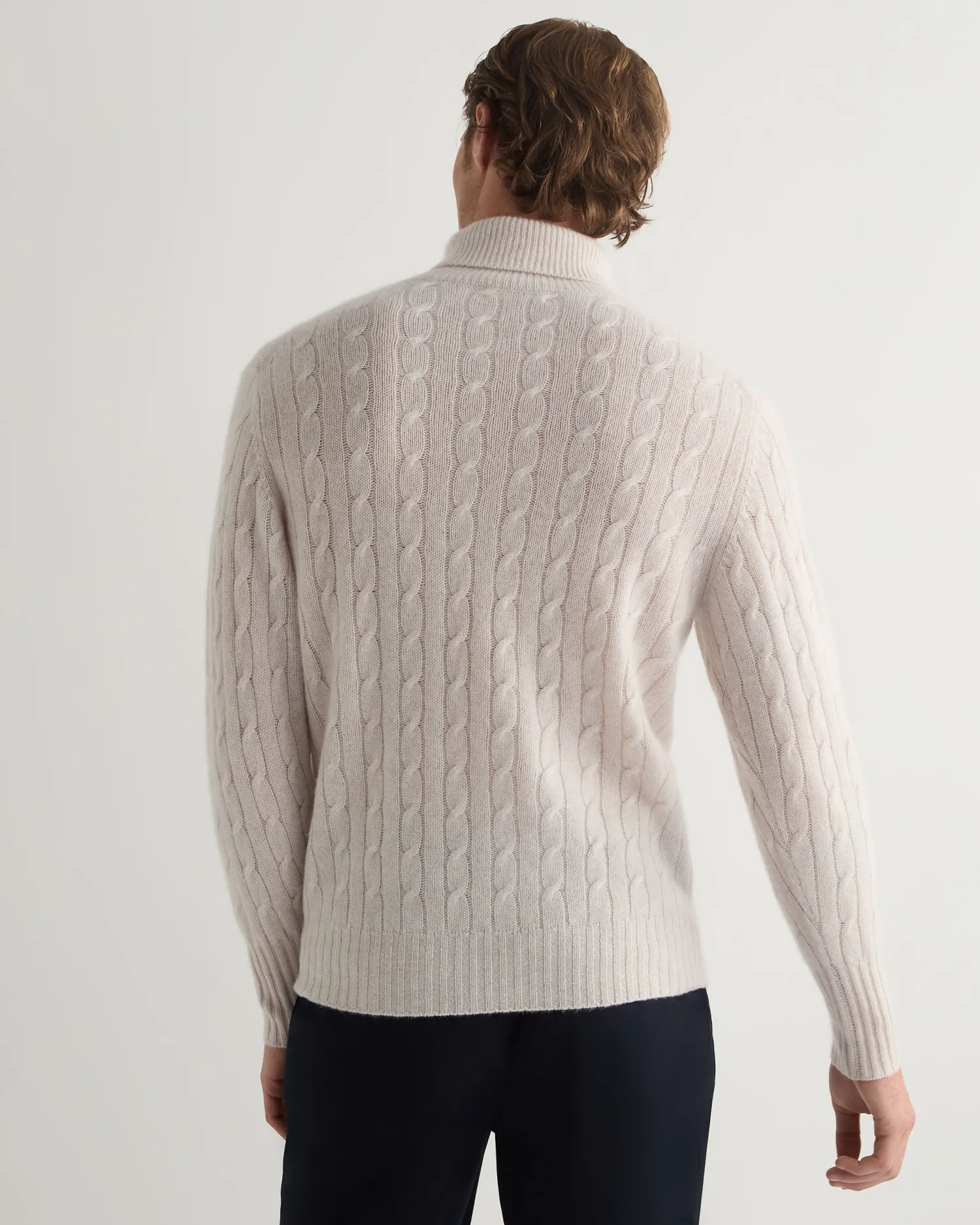 Women N.Peal Natural | Natural*Men's Berwick Cable Turtle Neck Cashmere Sweater