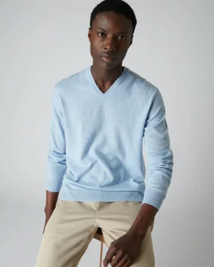 Women N.Peal Blue | Blue*Men's Burlington V Neck Cashmere Sweater