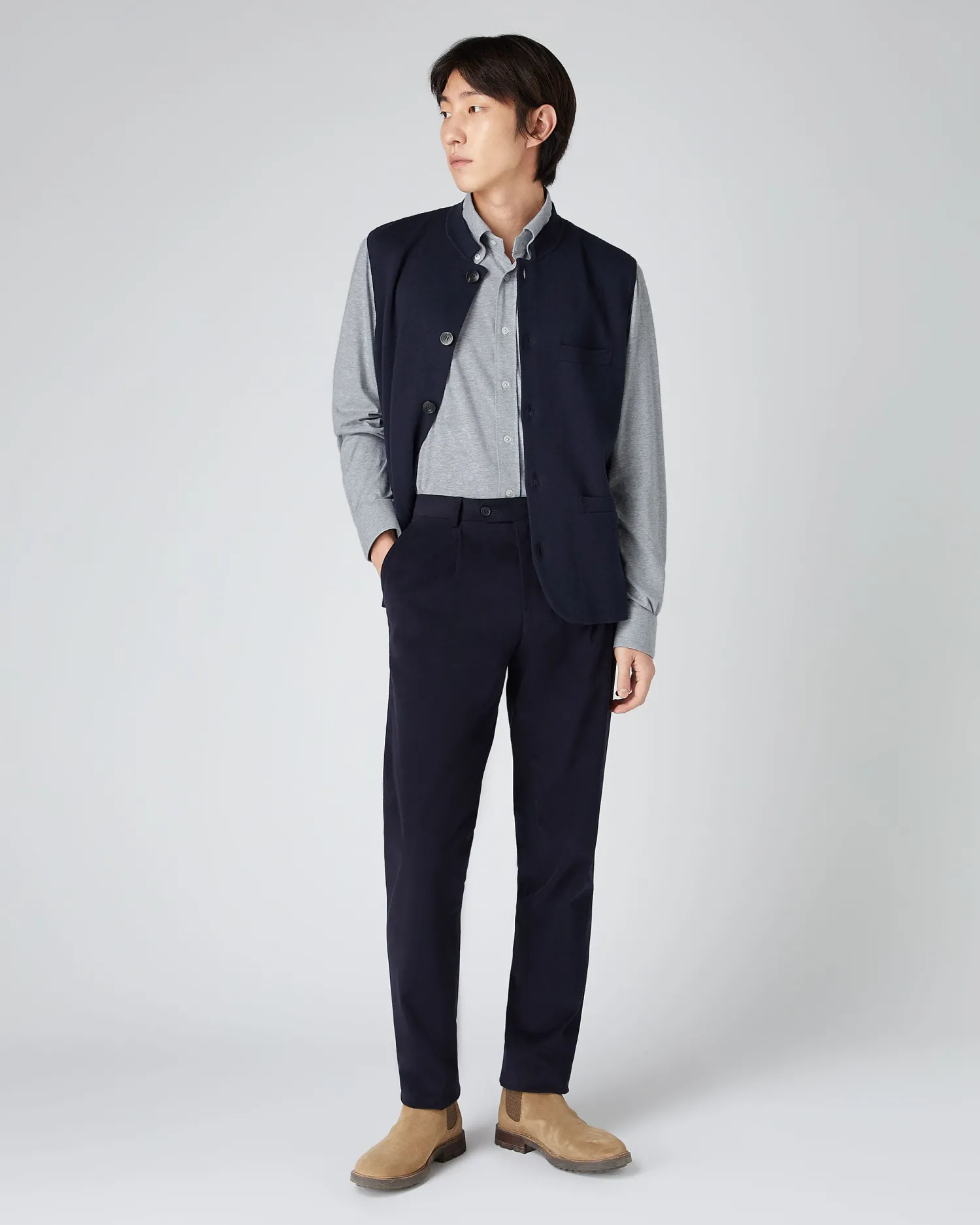 N.Peal Dark Grey | Shirts*Men's Button Down Collar Shirt