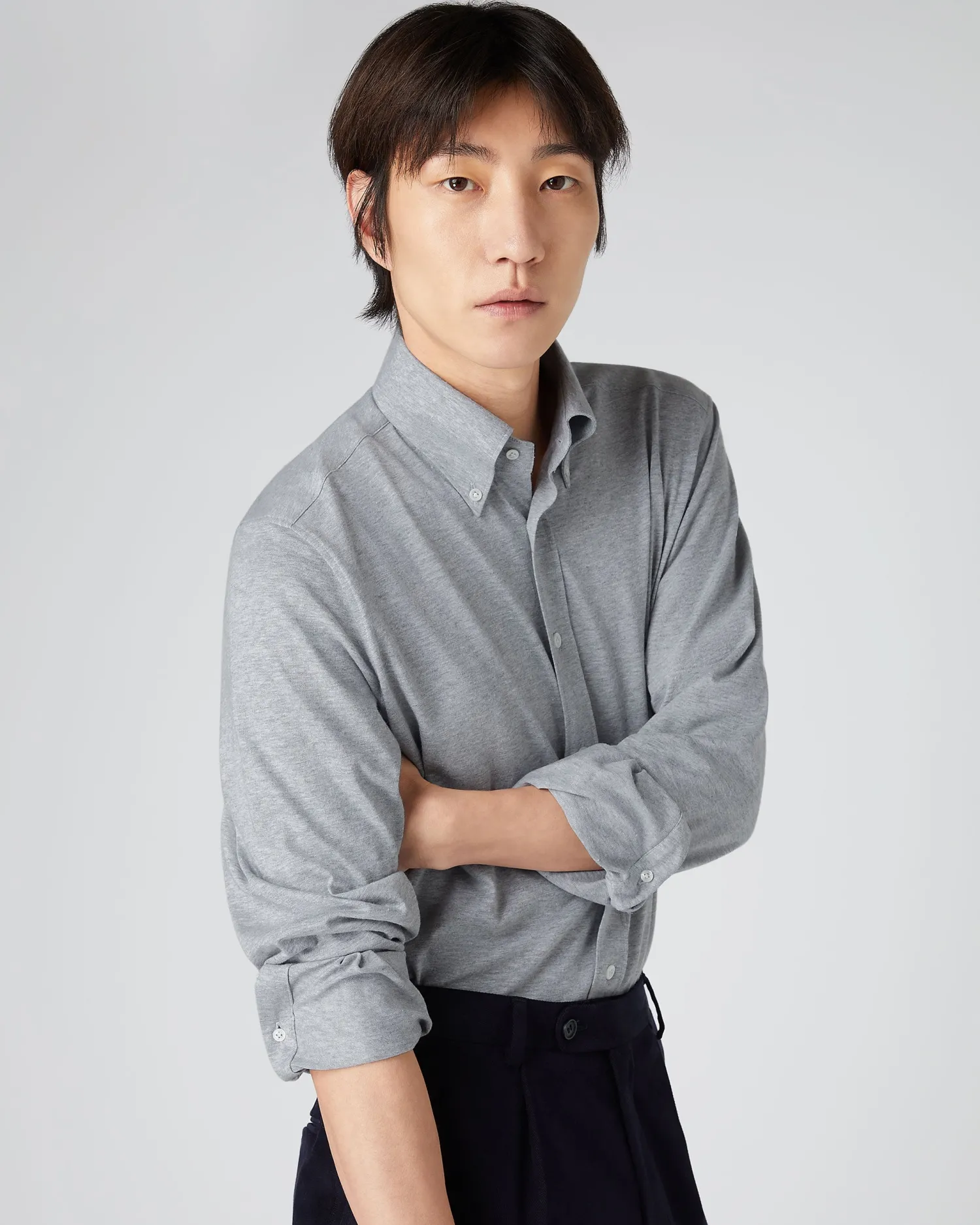 N.Peal Dark Grey | Shirts*Men's Button Down Collar Shirt