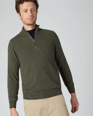 N.Peal Green | Half & Full Zip Knitwear*Men's Carnaby Half Zip Cashmere Sweater