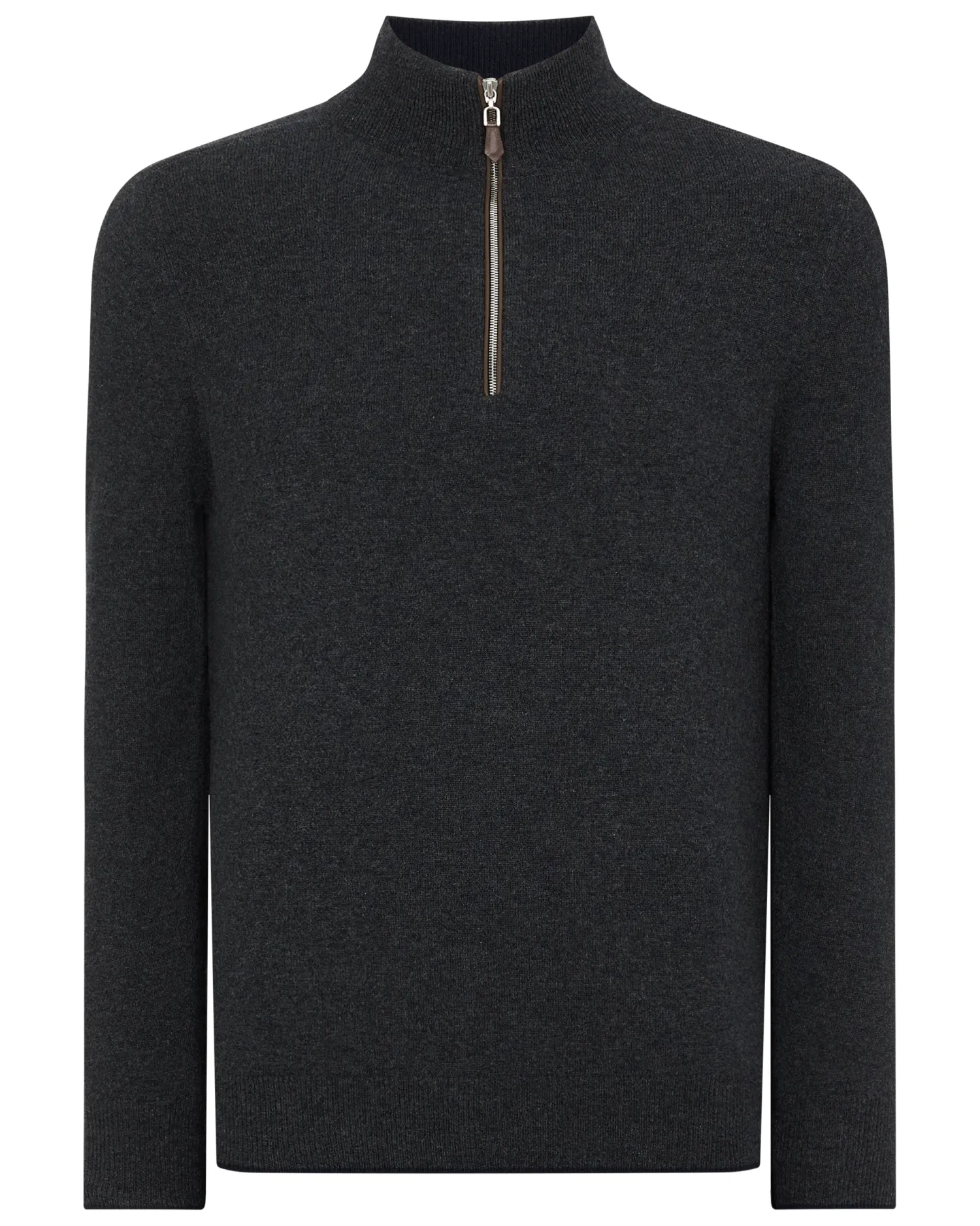 N.Peal Dark Grey | Half & Full Zip Knitwear*Men's Carnaby Half Zip Cashmere Sweater
