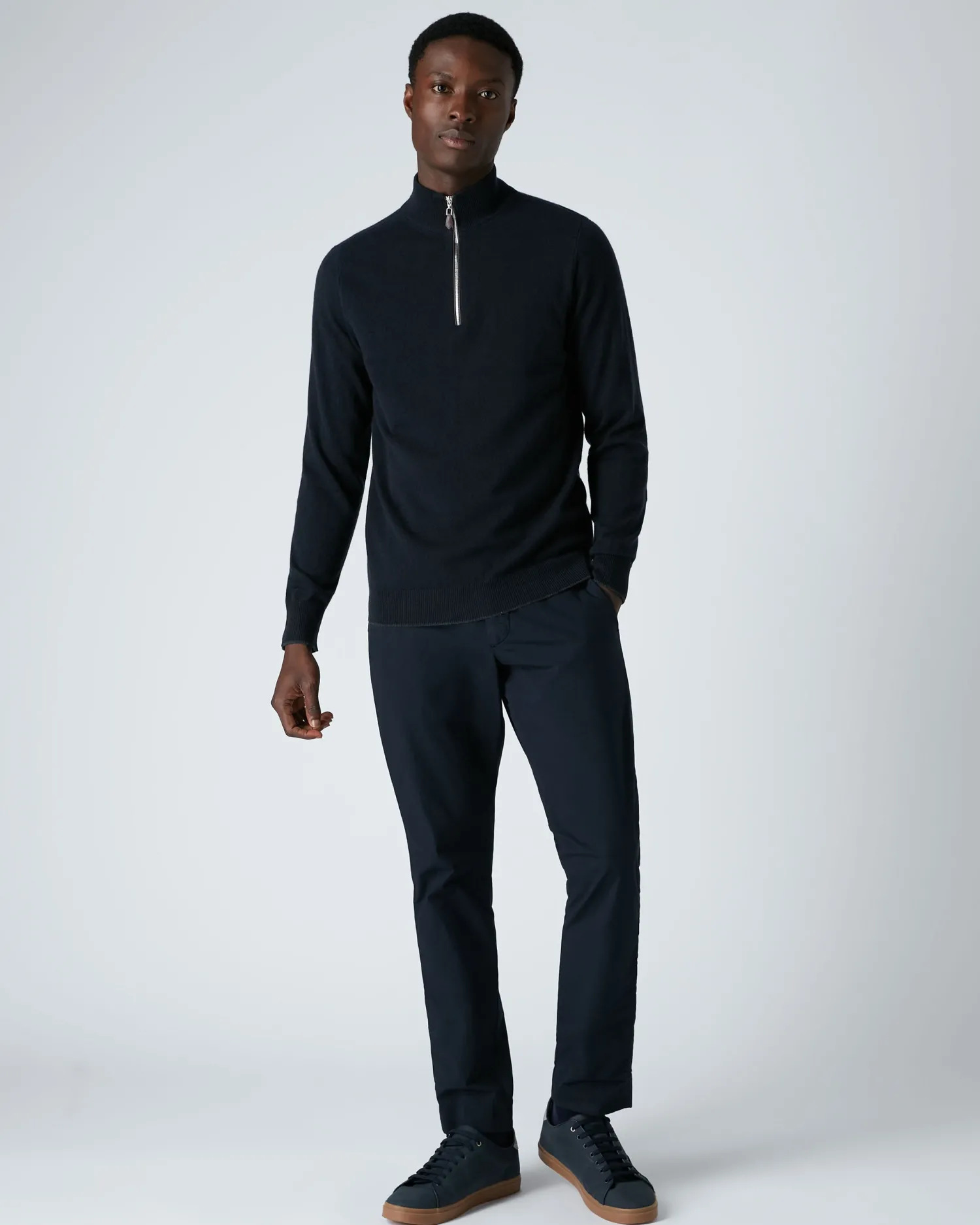 Women N.Peal Navy | Navy*Men's Carnaby Half Zip Cashmere Sweater