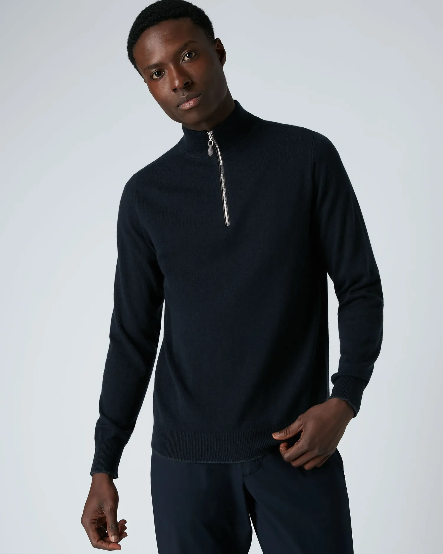 Women N.Peal Navy | Navy*Men's Carnaby Half Zip Cashmere Sweater