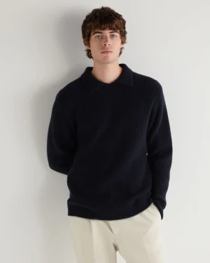 Women N.Peal Navy | Navy*Men's Clapham Rib Cashmere Polo