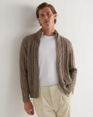 Women N.Peal Natural | Natural*Men's Colorado Cable Fur Trim Cashmere Jacket