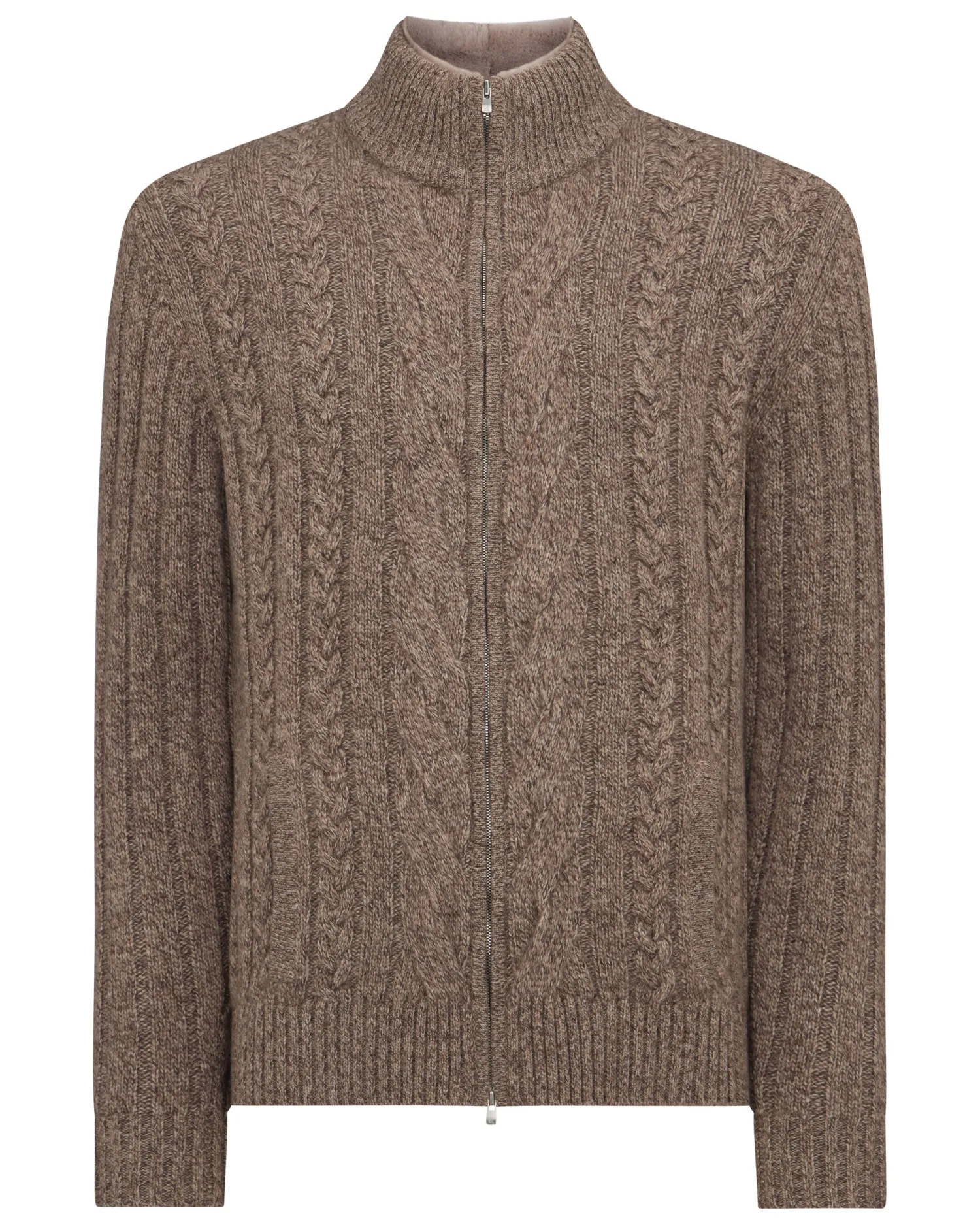 Women N.Peal Natural | Natural*Men's Colorado Cable Fur Trim Cashmere Jacket