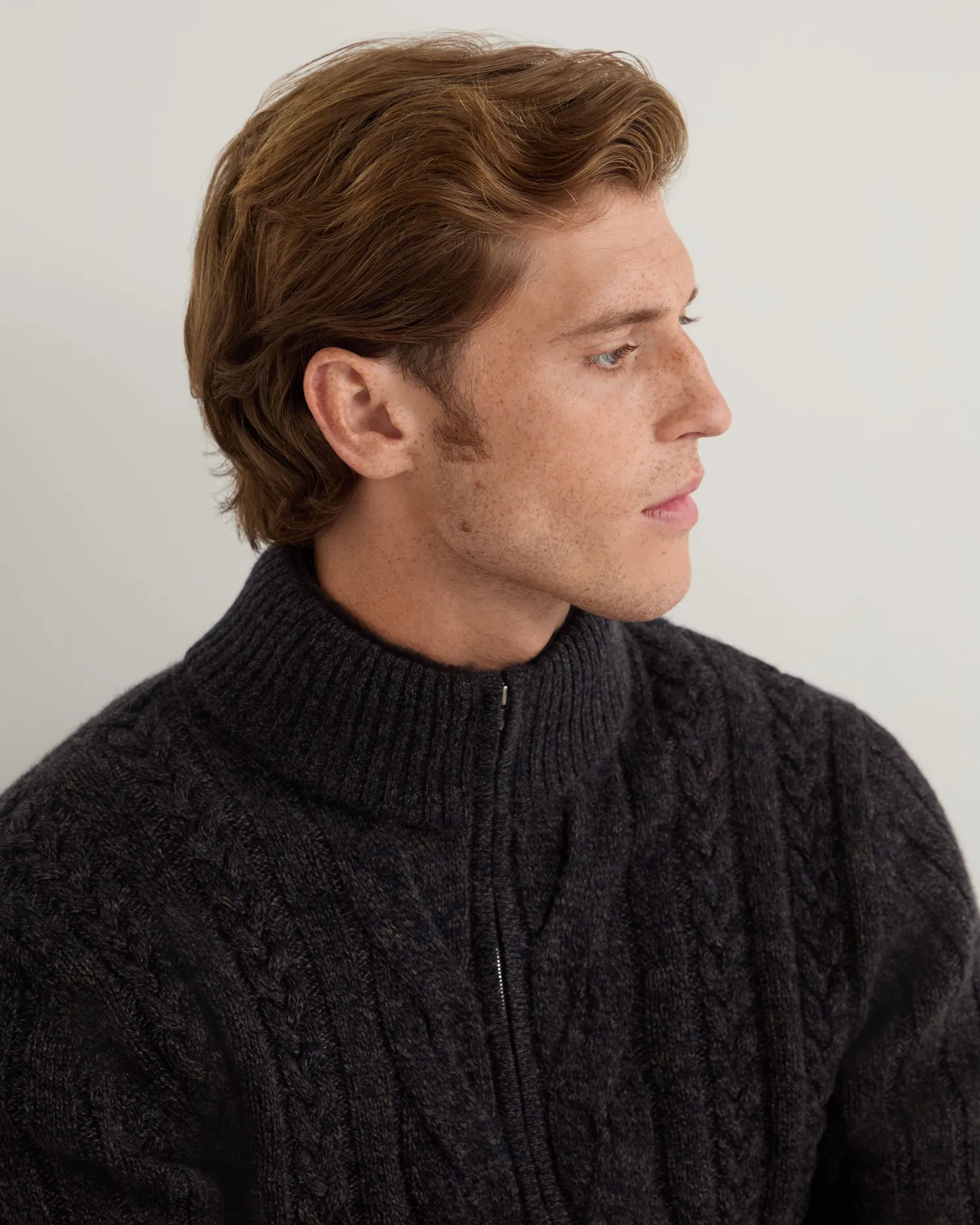 N.Peal Dark Grey | Fur Trim Knitwear*Men's Colorado Cable Fur Trim Cashmere Jacket