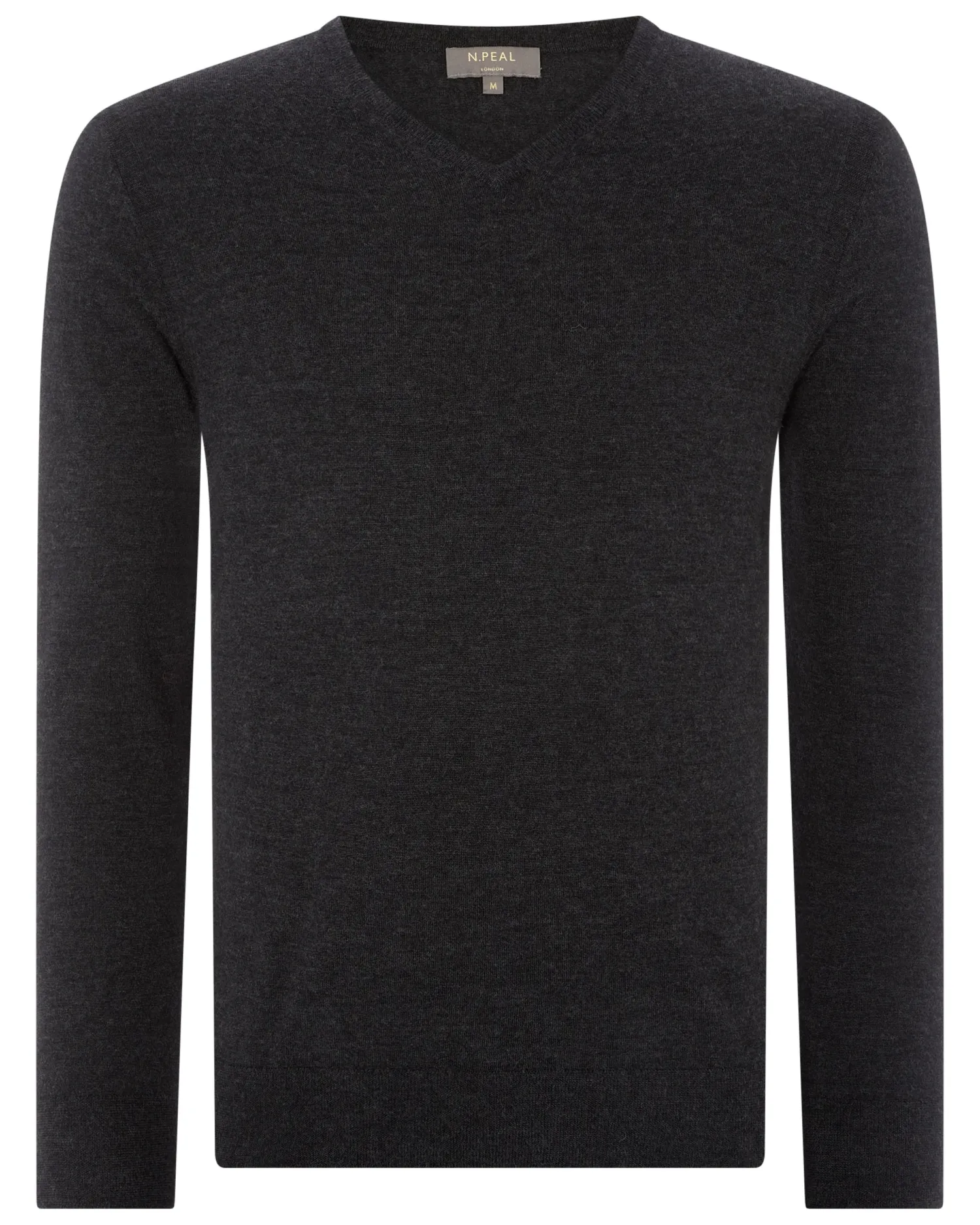 N.Peal Dark Grey | Fine Gauge Cashmere*Men's Conduit Fine Gauge Cashmere V Neck Sweater