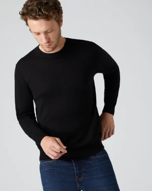 Women N.Peal Black | Black*Men's Covent Fine Gauge Cashmere Round Neck Sweater