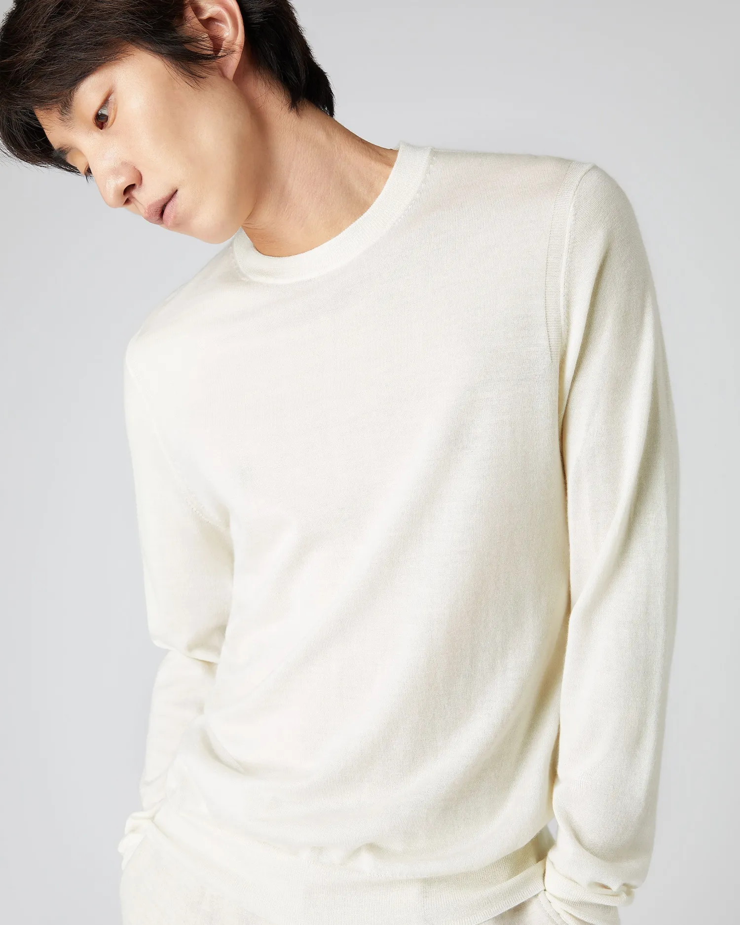 Women N.Peal White | White*Men's Covent Fine Gauge Cashmere Round Neck Sweater