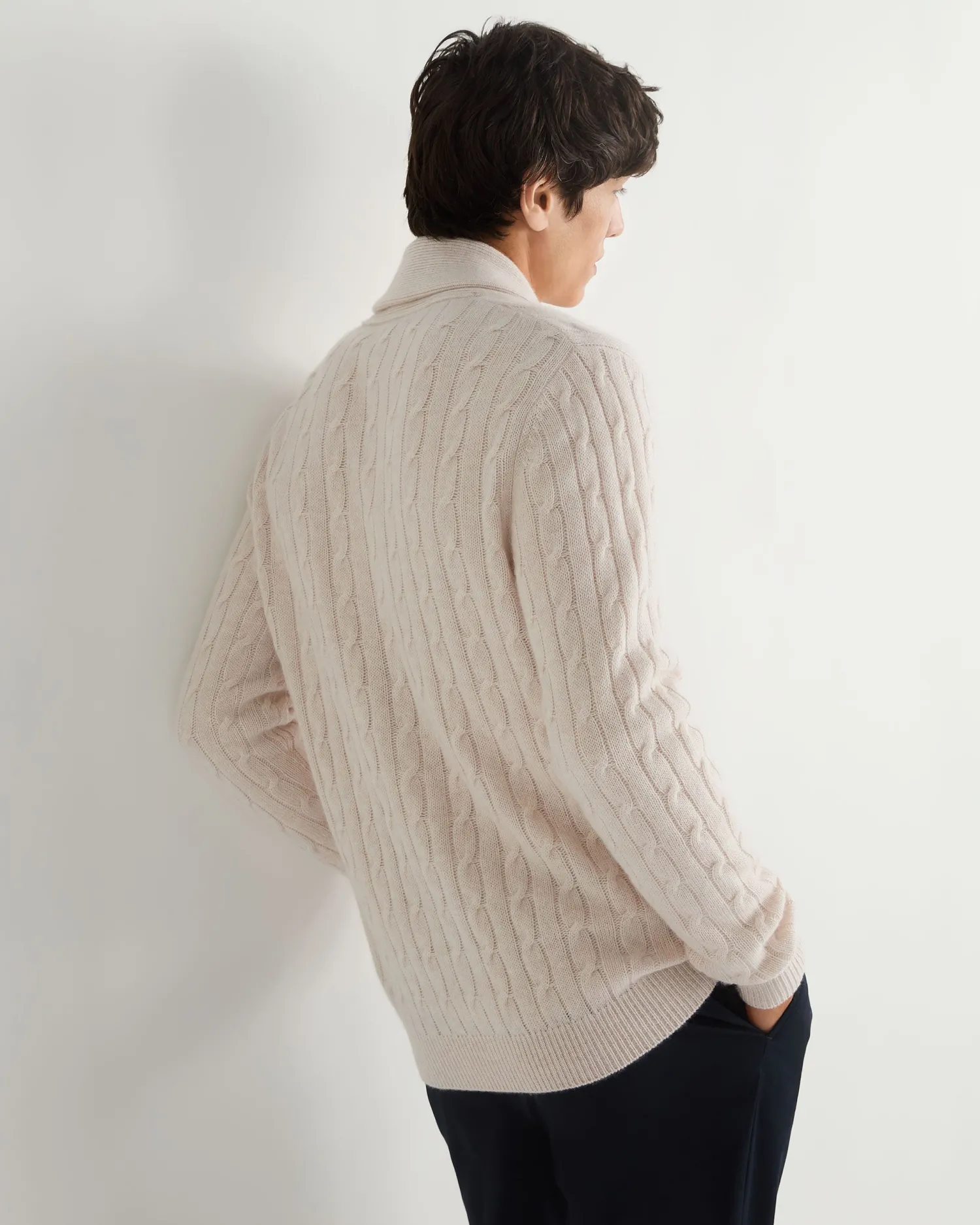 Women N.Peal White | White*Men's Garrick Shawl Cable Cashmere Cardigan