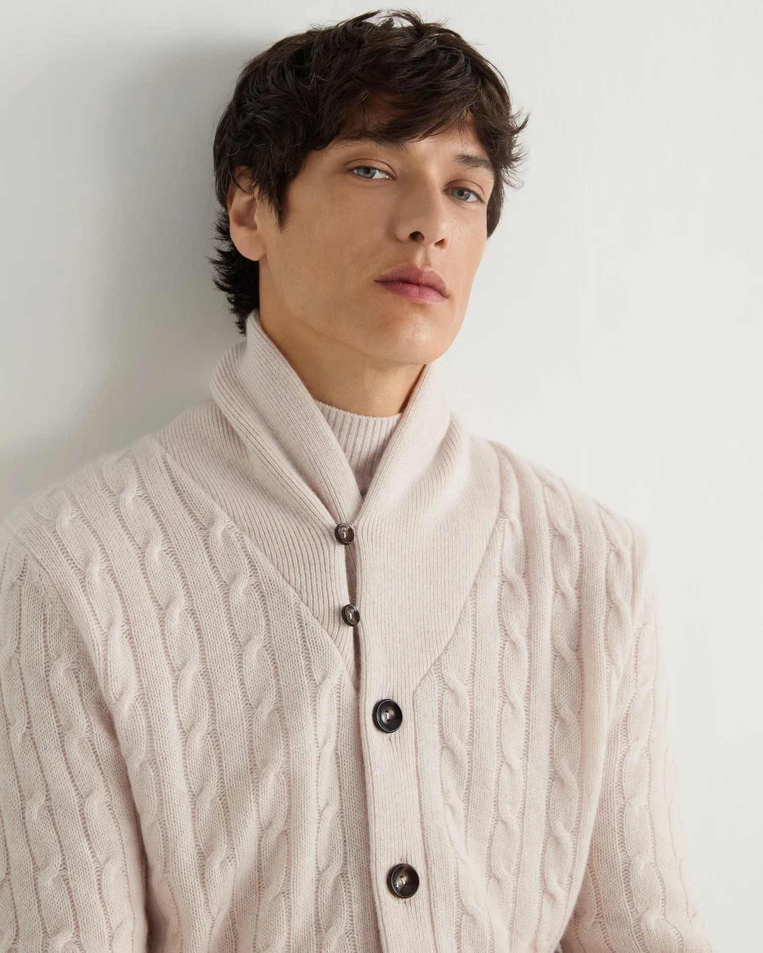 Women N.Peal White | White*Men's Garrick Shawl Cable Cashmere Cardigan