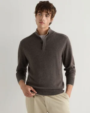 Women N.Peal Natural | Natural*Men's Half Button Cashmere Sweater