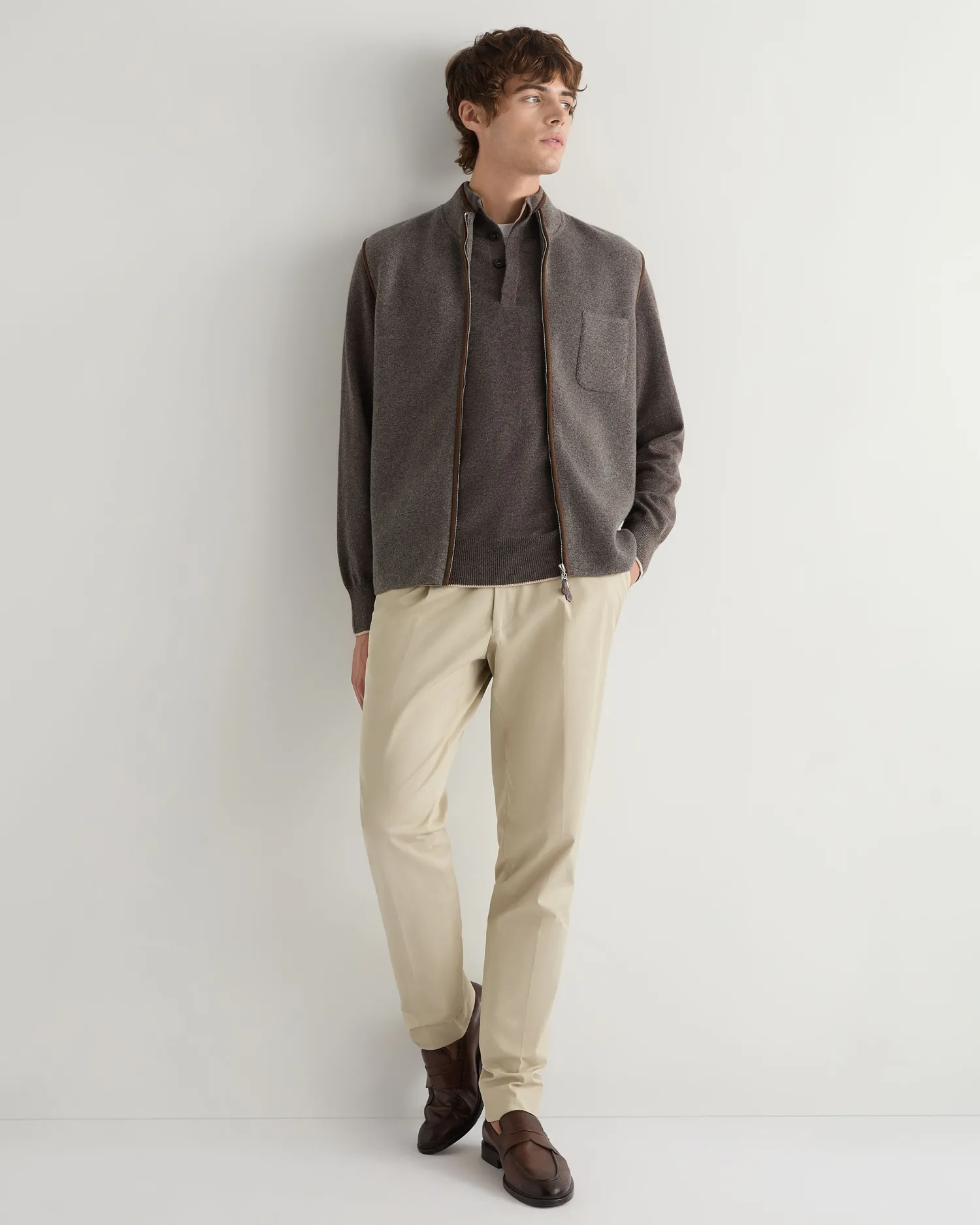 Women N.Peal Natural | Natural*Men's Half Button Cashmere Sweater