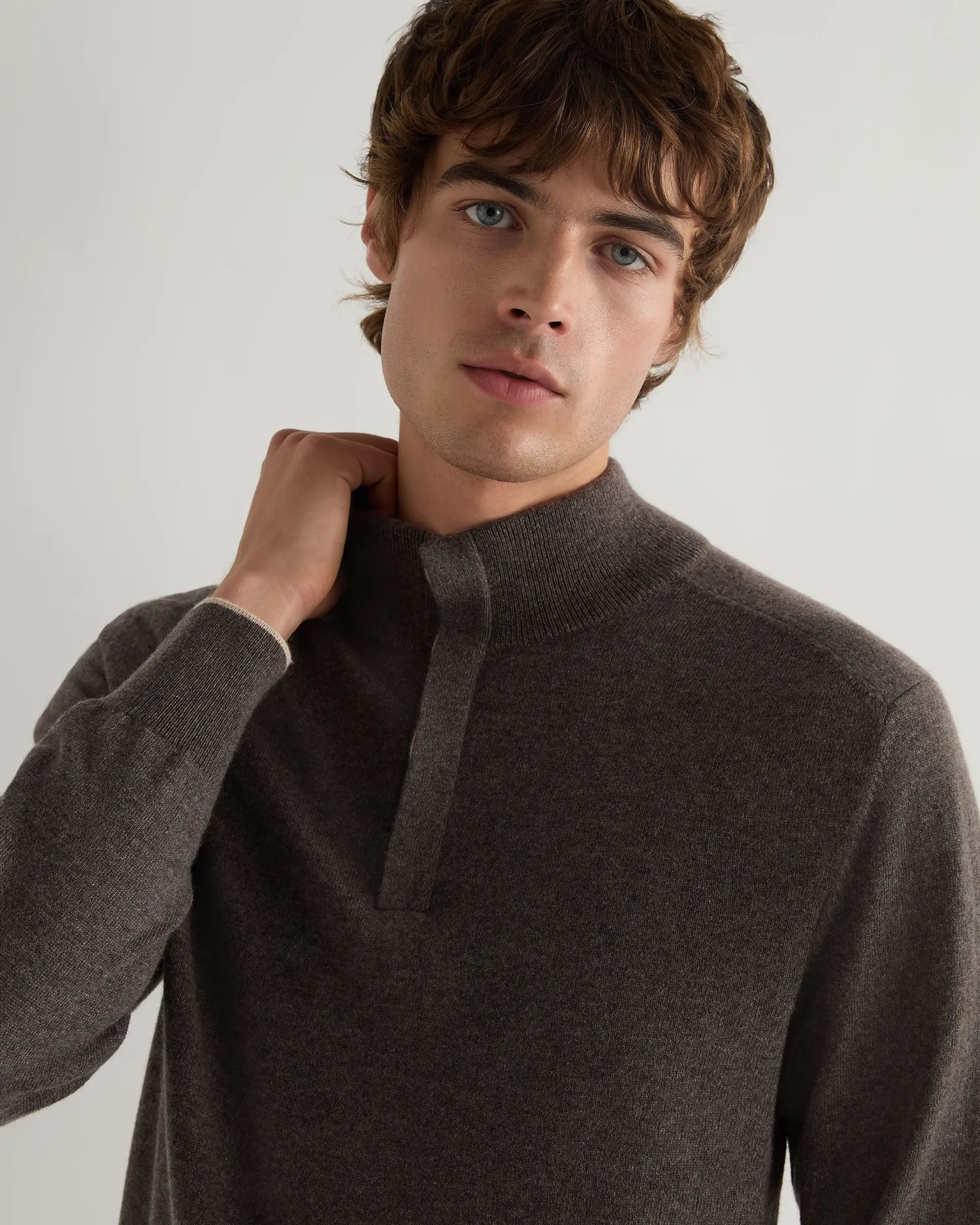 Women N.Peal Natural | Natural*Men's Half Button Cashmere Sweater