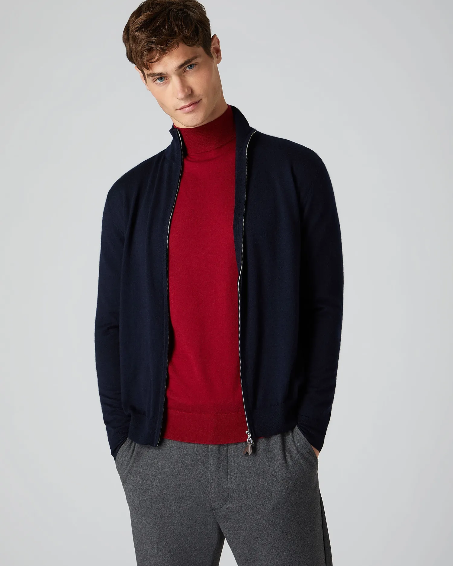 Women N.Peal Blue | Blue*Men's Hyde Fine Gauge Cashmere Full Zip Sweater