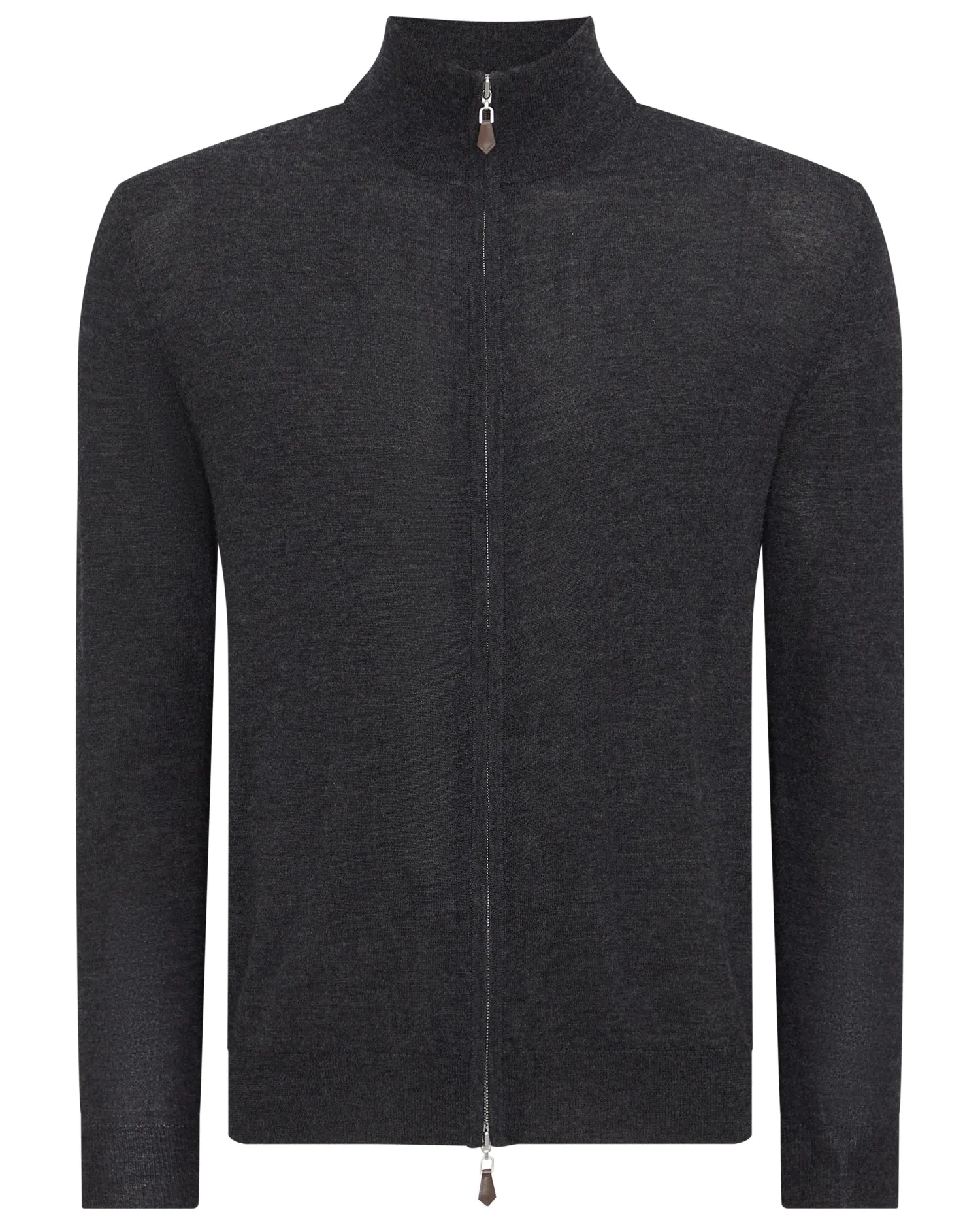 N.Peal Dark Grey | Fine Gauge Cashmere*Men's Hyde Fine Gauge Cashmere Full Zip Sweater
