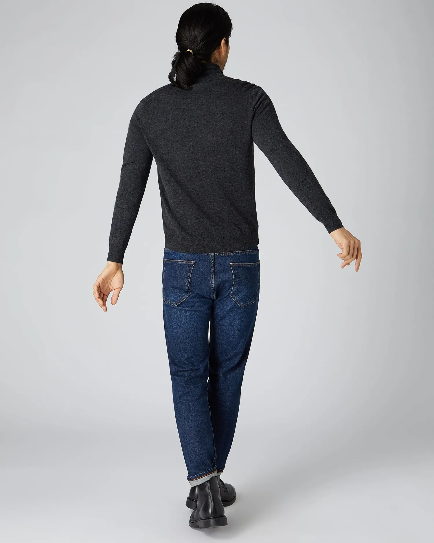 N.Peal Dark Grey | Fine Gauge Cashmere*Men's Hyde Fine Gauge Cashmere Full Zip Sweater