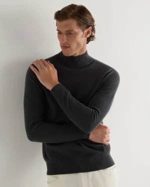 N.Peal Dark Grey | Classic Cashmere*Men's Mayfair Turtle Neck Cashmere Sweater