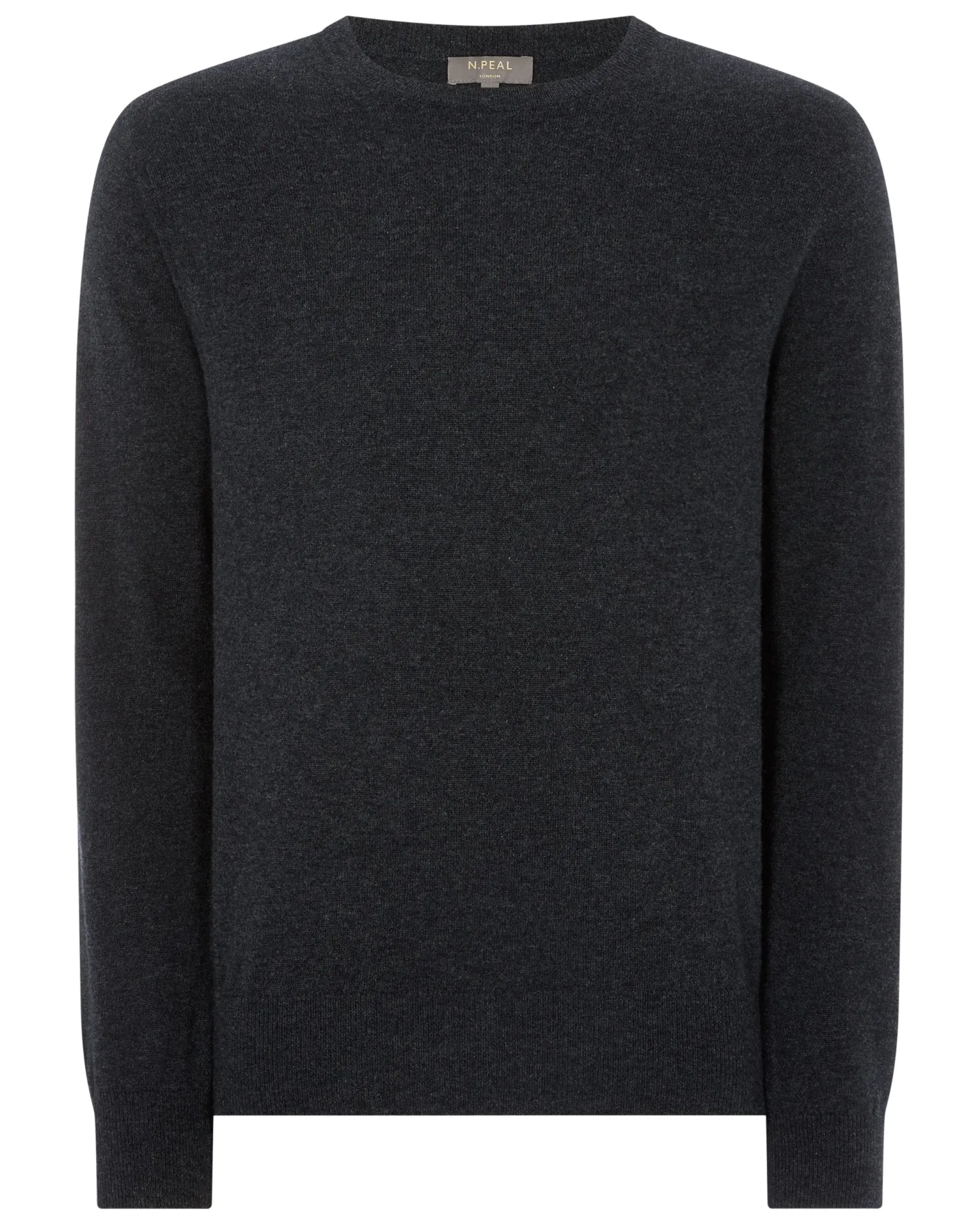 N.Peal Dark Grey | Classic Cashmere*Men's Oxford Round Neck Cashmere Sweater