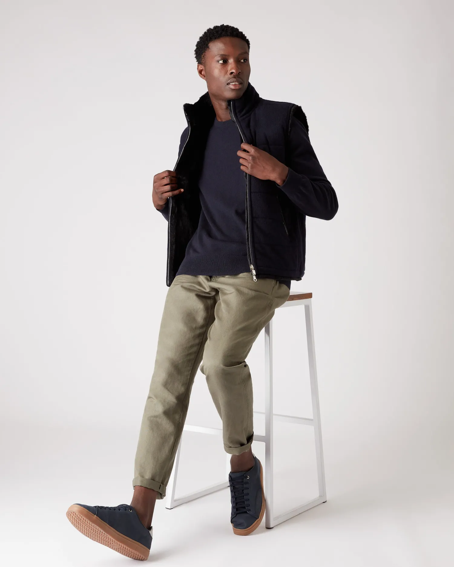 Women N.Peal Navy | Navy*Men's Oxford Round Neck Cashmere Sweater