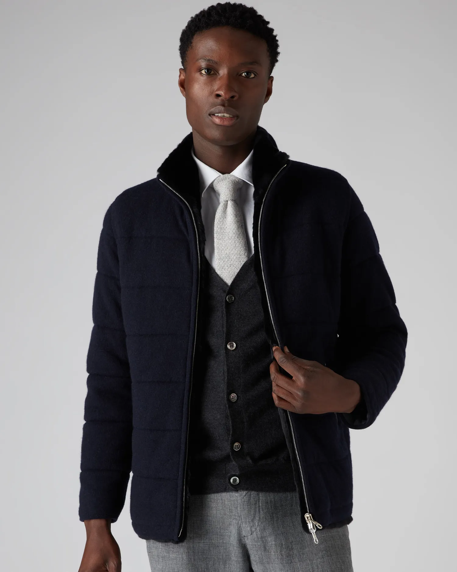 N.Peal Ties*Men's Plain Knitted Cashmere Tie