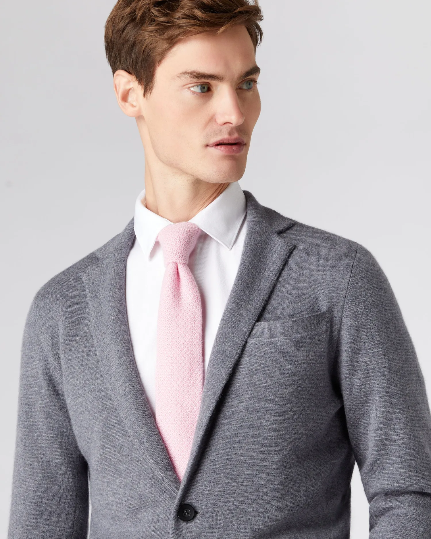 N.Peal Ties*Men's Plain Knitted Cashmere Tie