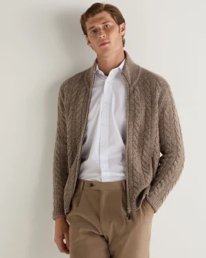 Women N.Peal Natural | Natural*Men's Richmond Cable Cashmere Cardigan