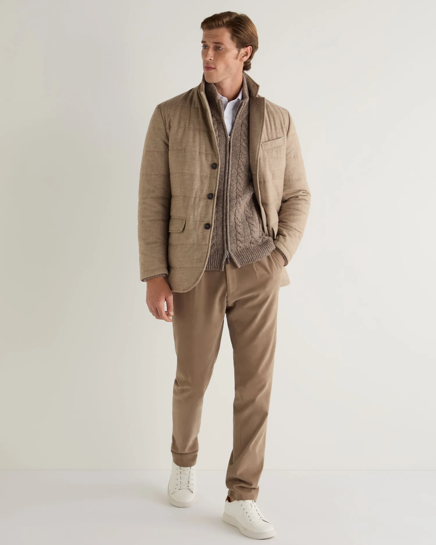 Women N.Peal Natural | Natural*Men's Richmond Cable Cashmere Cardigan