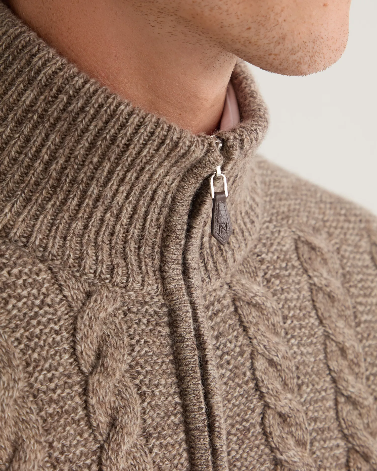 Women N.Peal Natural | Natural*Men's Richmond Cable Cashmere Cardigan