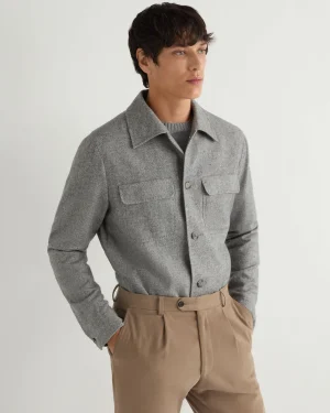 N.Peal Dark Grey | Woven Collection*Men's Scala Herringbone Overshirt