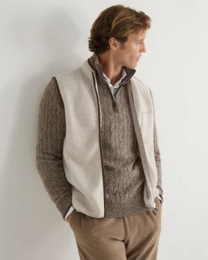 Women N.Peal Natural | Natural*Men's Shaftesbury Suede Trim Cashmere Gilet