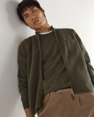 N.Peal Green | Gilets & Waistcoats*Men's Shaftesbury Suede Trim Cashmere Gilet