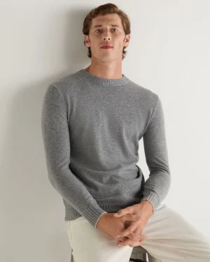 N.Peal Dark Grey | Classic Cashmere*Men's Shoreditch Round Neck Cashmere Sweater
