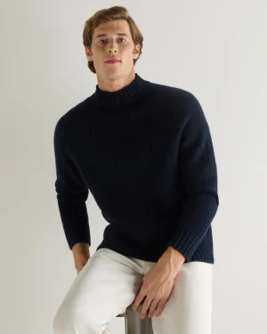 Women N.Peal Navy | Navy*Men's Spitalfields Rib Funnel Neck Cashmere Sweater
