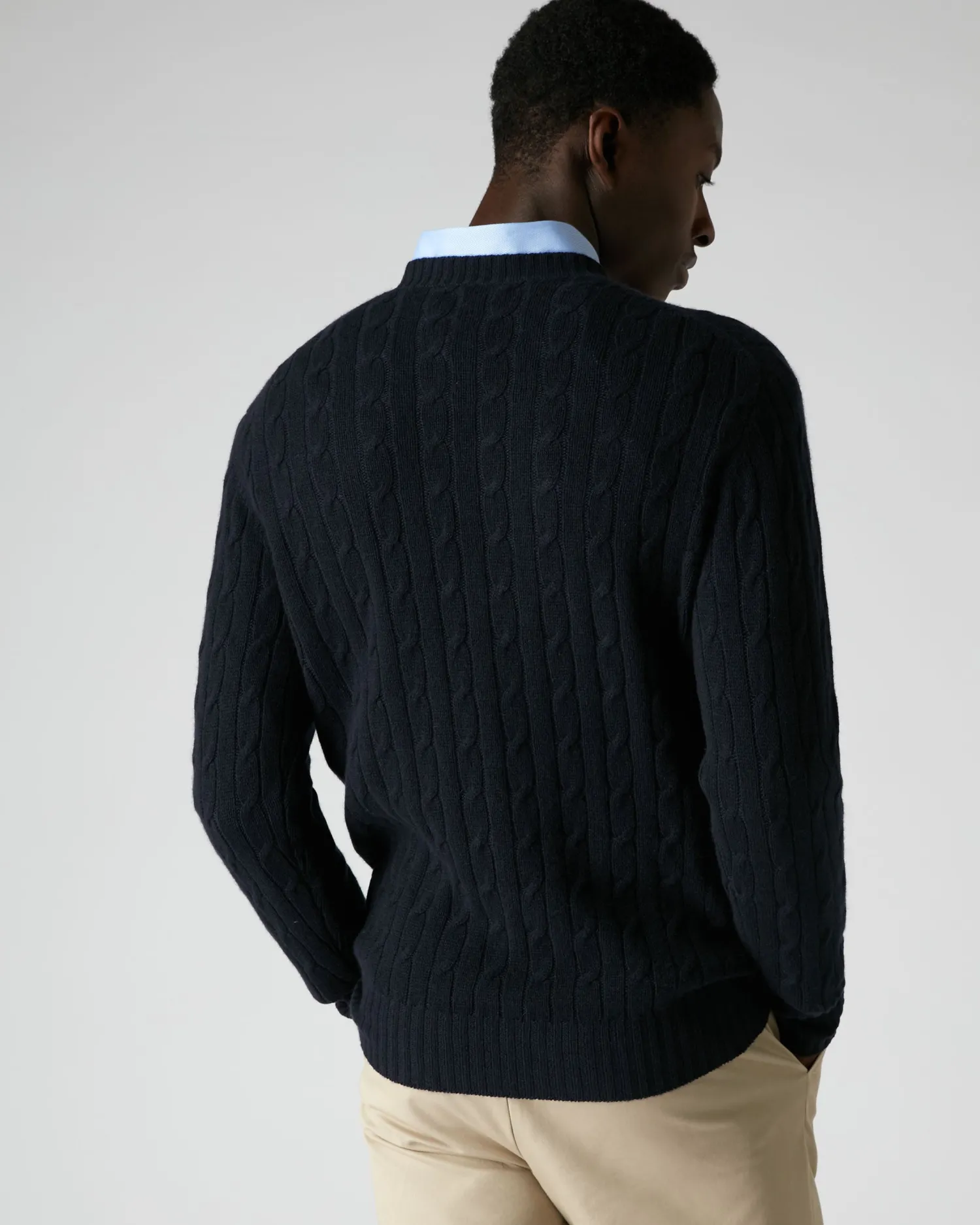 Women N.Peal Navy | Navy*Men's Thames Cable Round Neck Cashmere Jumper