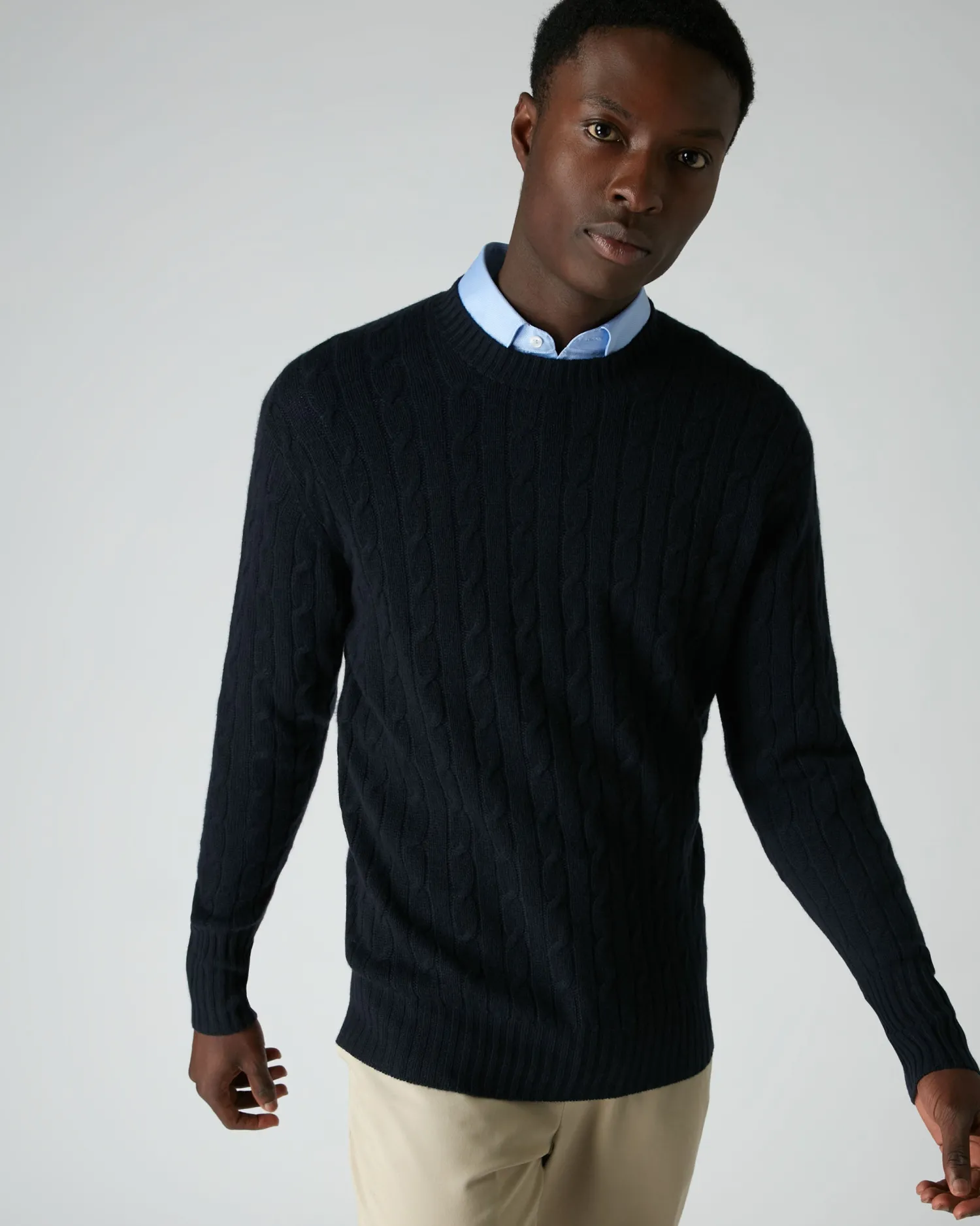 Women N.Peal Navy | Navy*Men's Thames Cable Round Neck Cashmere Jumper