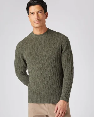 N.Peal Green | Textured Knits*Men's Thames Cable Round Neck Cashmere Sweater