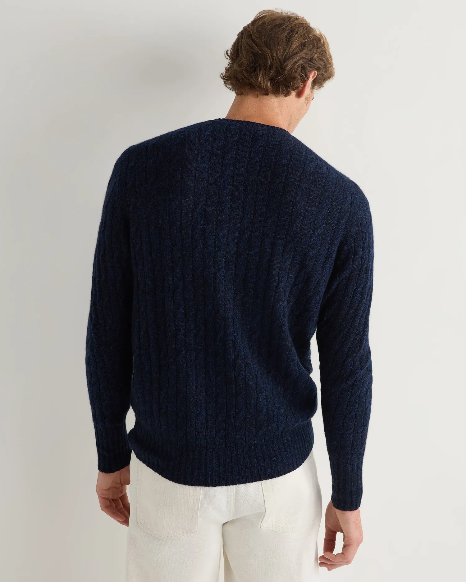 Women N.Peal Navy | Navy*Men's Thames Cable Round Neck Cashmere Sweater