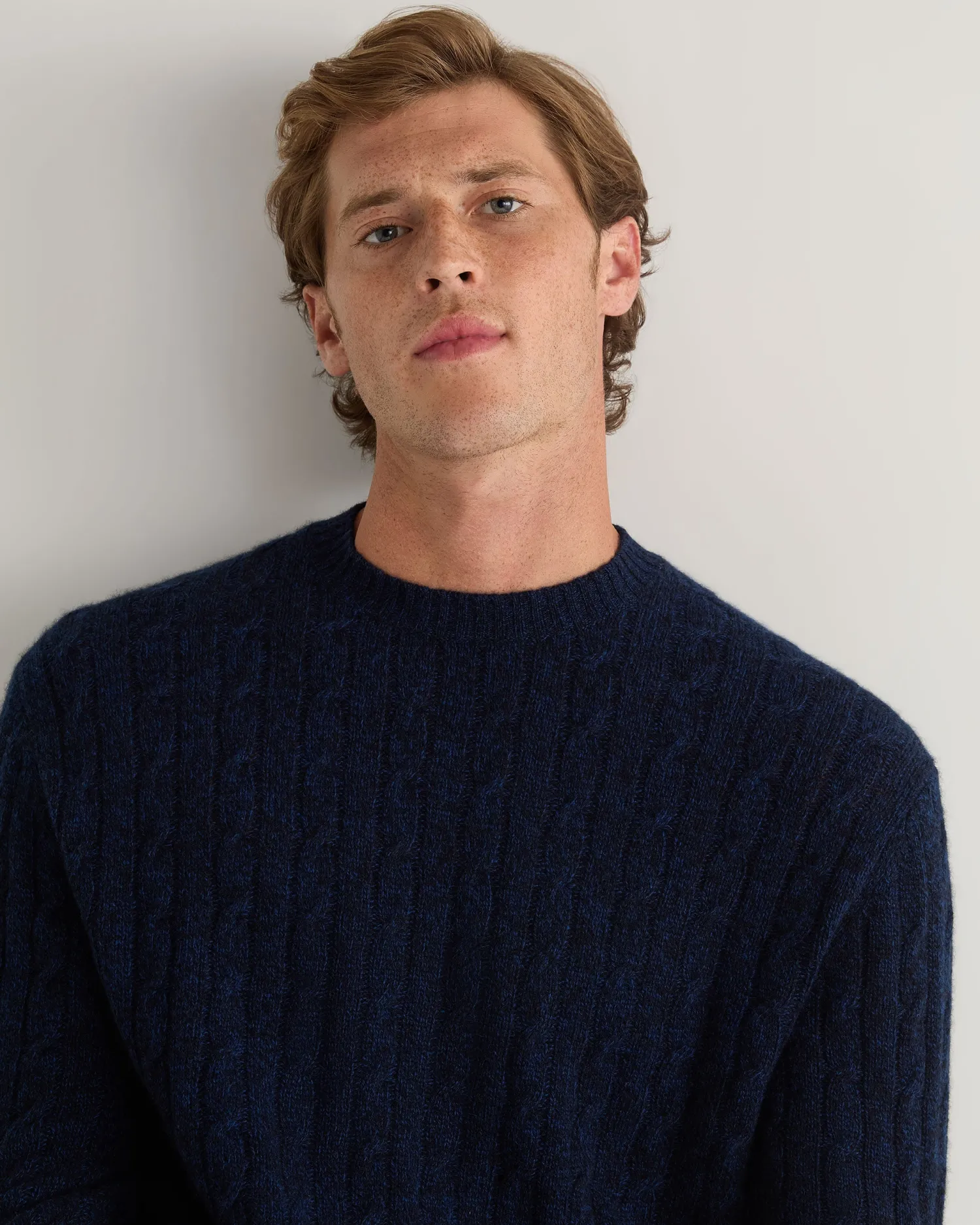 Women N.Peal Navy | Navy*Men's Thames Cable Round Neck Cashmere Sweater