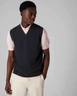 N.Peal Dark Grey | Classic Cashmere*Men's Westminster Cashmere Slipover