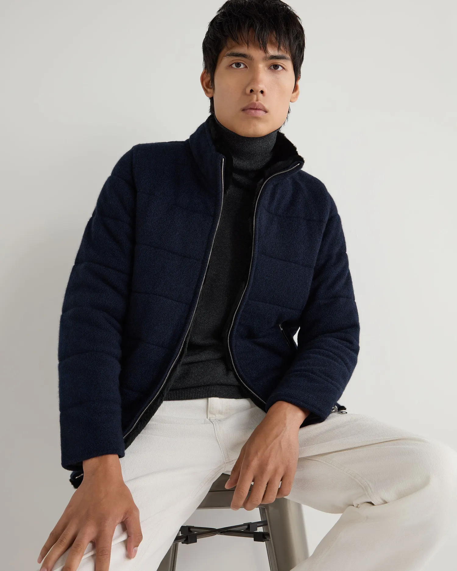 Women N.Peal Navy | Navy*Men's Whistler Fur Quilted Cashmere Jacket