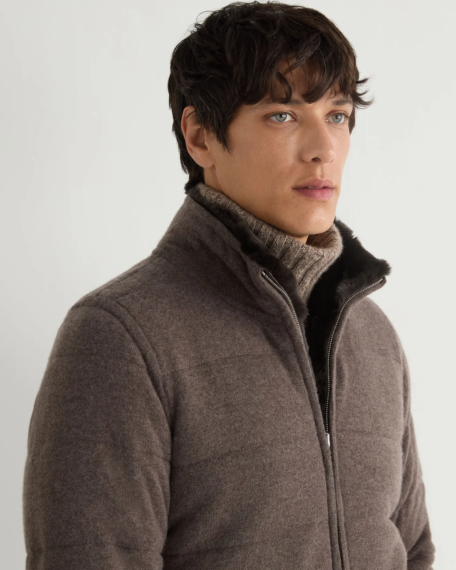 Women N.Peal Natural | Natural*Men's Whistler Fur Quilted Cashmere Jacket