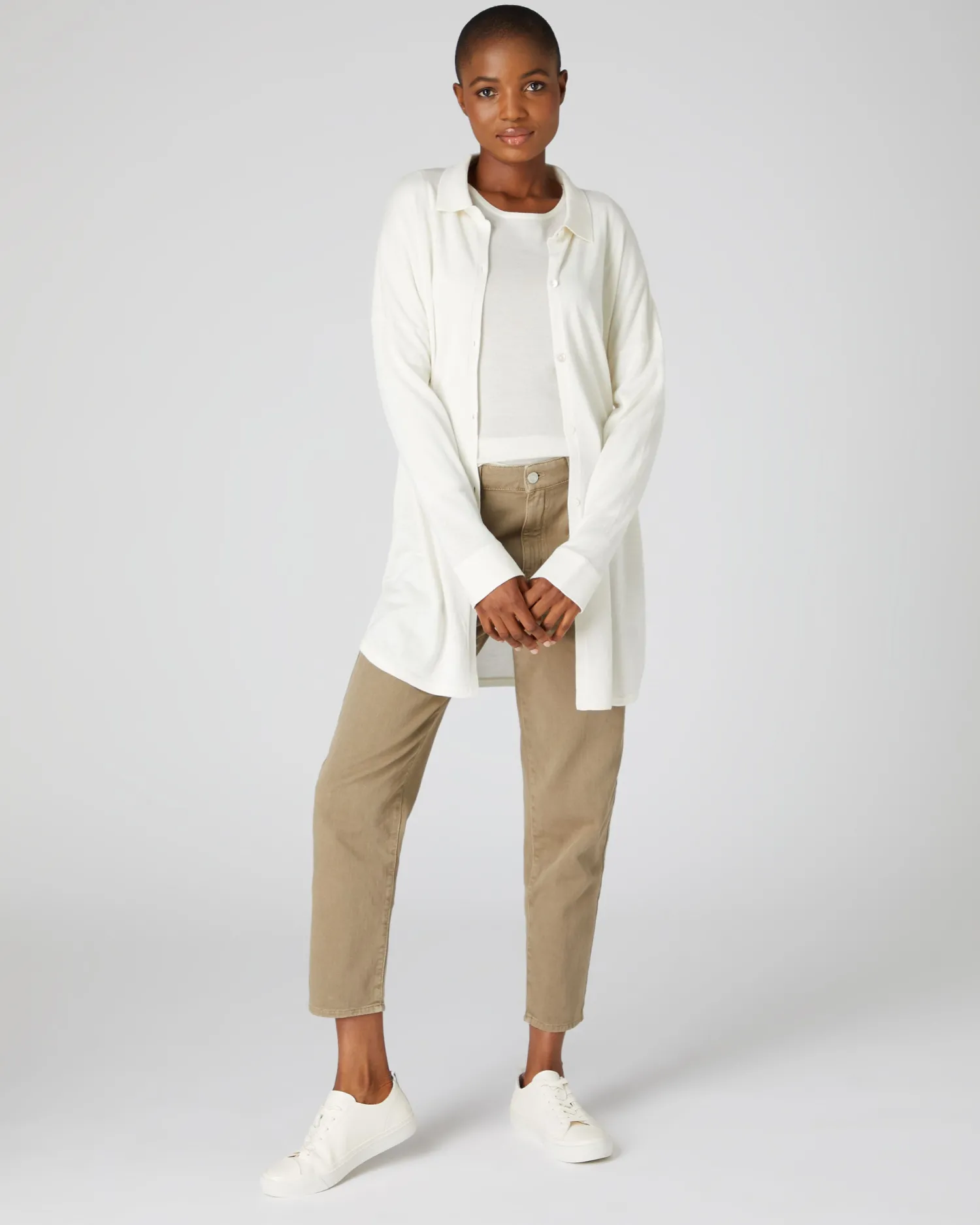 Women N.Peal White | Superfine Cashmere*Superfine Cashmere Longline Shirt