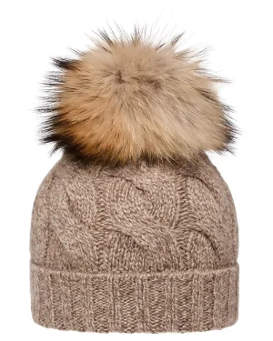 Women N.Peal Fur Trim Accessories | Hats*Unisex Chunky Cable Cashmere Hat With Pom